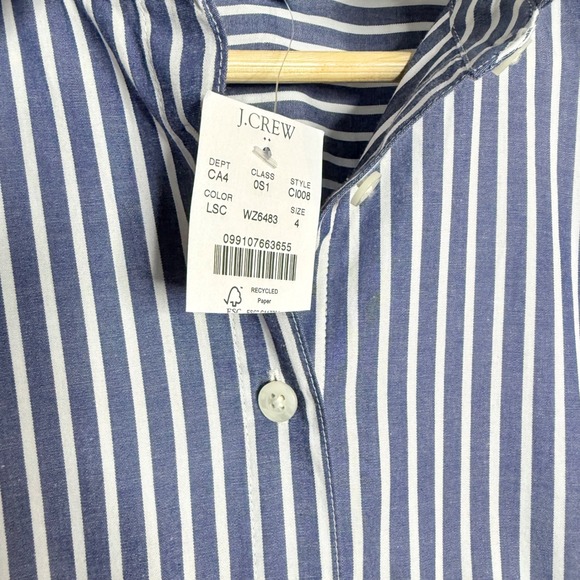 J.Crew Long-sleeve striped poplin shirtdress Size 4 - Picture 6 of 7